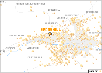 map of Evans Hill