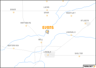 map of Evans