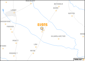 map of Evans
