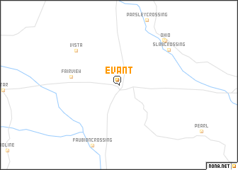 map of Evant