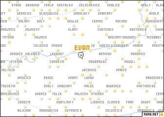 map of Evaň