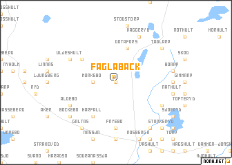 map of Fåglabäck