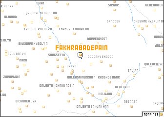 map of Fakhrābād-e Pāʼīn