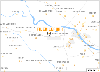 map of Five Mile Fork