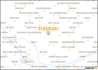 map of Fleurigny