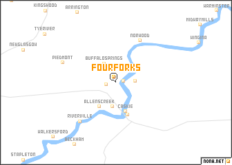 map of Four Forks