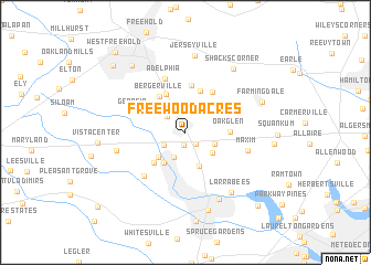 map of Freewood Acres