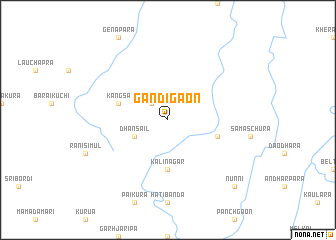 map of Gāndigaon