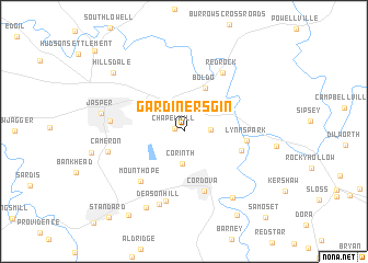 map of Gardiners Gin