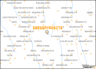 map of Gárdonypuszta