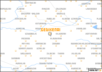 map of Gedikėnai