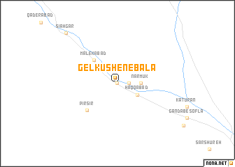 map of Gel Kūshen-e Bālā
