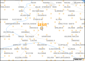 map of Gęsin