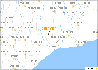 map of Gianyar