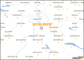 map of Gičialaukis