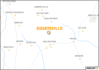 map of Giddensville