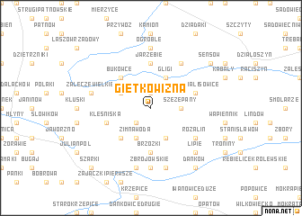 map of Giętkowizna