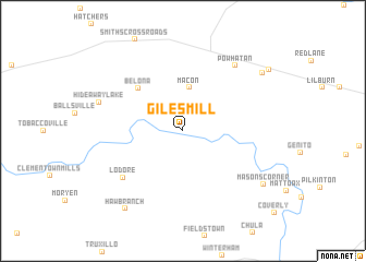 map of Giles Mill