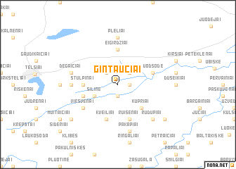 map of Gintaučiai