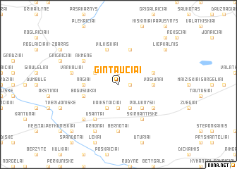 map of Gintaučiai