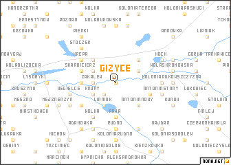 map of Giżyce