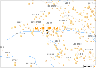 map of Gladno Polje