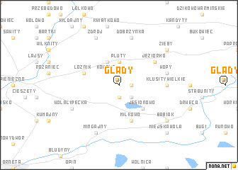 map of Glądy