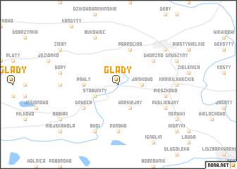 map of Glądy