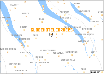 map of Globe Hotel Corners