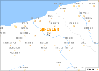 map of Gökçeler