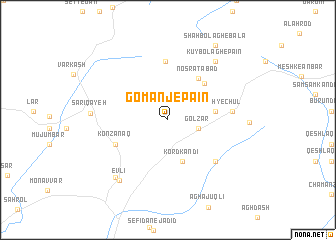 map of Gomānj-e Pāʼīn