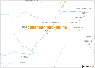 map of Gonbad-e Pīr Moḩammad