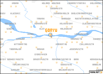 map of Gönyů