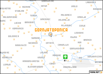 map of Gornja Toponica