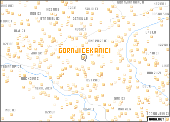 map of Gornji Čekanići