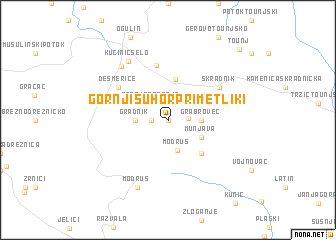 map of Gornji Suhor pri Metliki