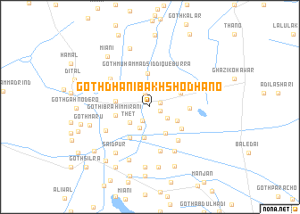 map of Goth Dhani Bakhsh Odhāno