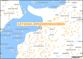 map of Goth Ghulām Muhammad Hisbāni