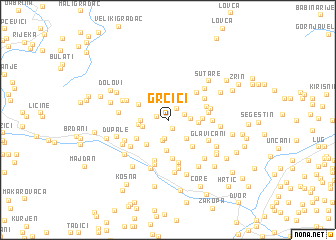 map of Grčići