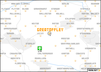 map of Great Offley