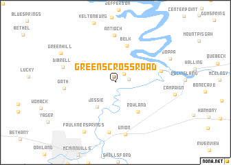 map of Greens Crossroad