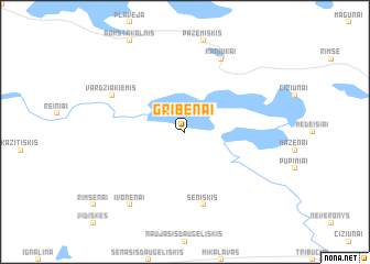 map of Gribėnai