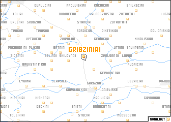 map of Gribžiniai