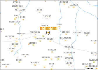 map of Grigoniai