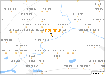 map of Grünow