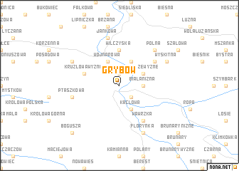 map of Grybów