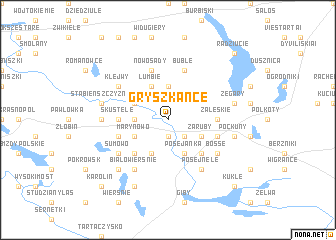 map of Gryszkańce