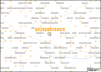 map of Grzegorzewice