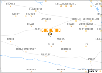 map of Guéhenno