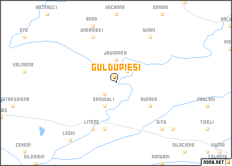 map of Guldupieši